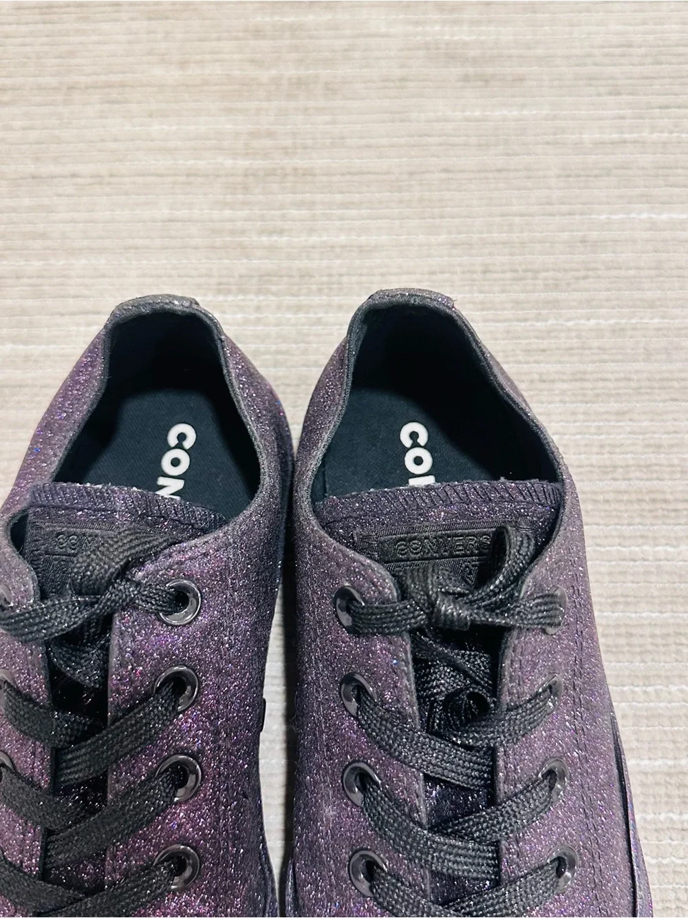 Converse Chuck Taylor All Star Low Glitter Purple Black 162992C Women 8 Men 6